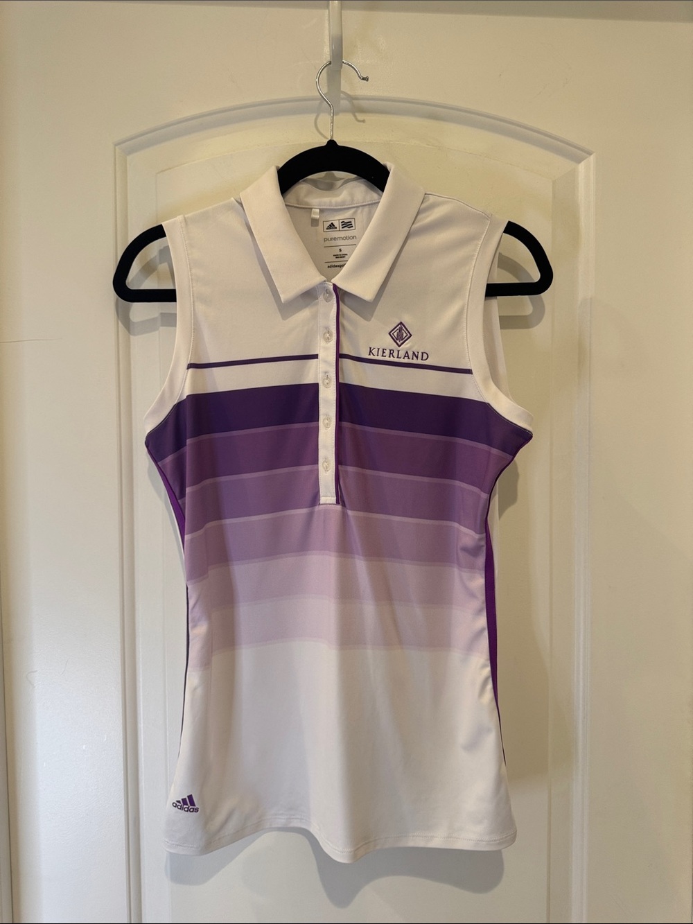 adidas White & Purple Sleeveless Golf Polo Tank